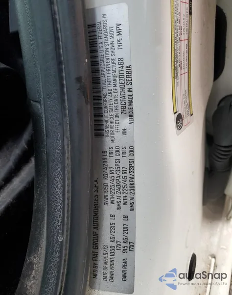 2014 Fiat 500L Lounge z USA, uszkodzony, nr VIN ZFBCFACH0EZ017468